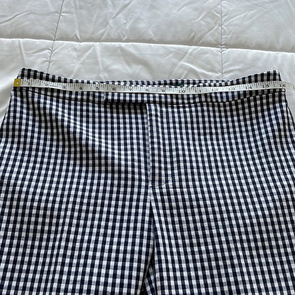 Ralph Lauren Check Cotton Poly Blend Cropped Pants Navy + White Sz 8 - Picture 8 of 10